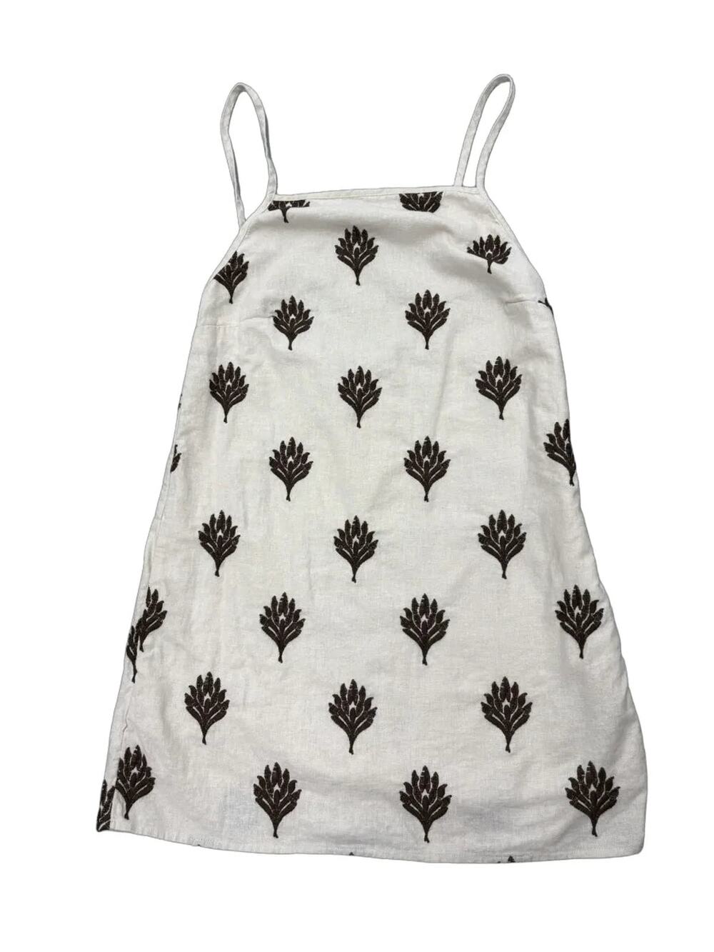 Abercrombie & Fitch Embroidered Floral Linen Mini Dress White
